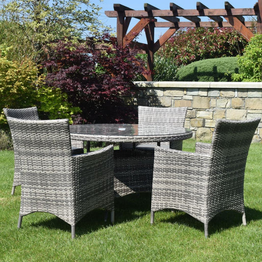 5 Piece Dark Rattan Dining Set Angle