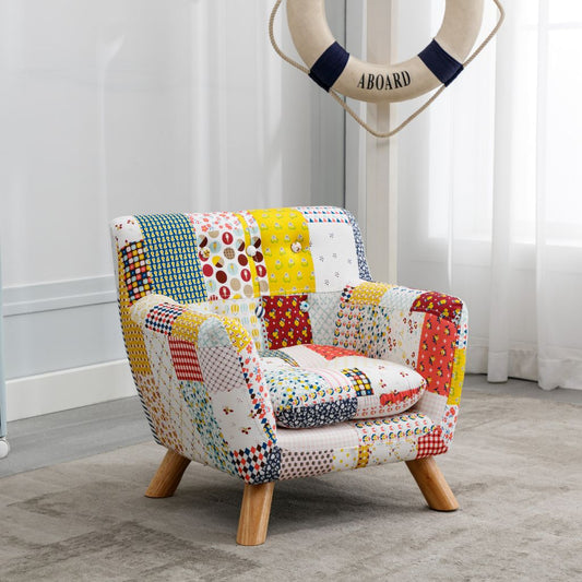 Annah Floral Linen Patchwork Kids Armchair Angle