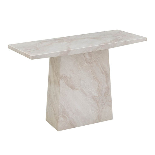 Marble-textured console table on a white background