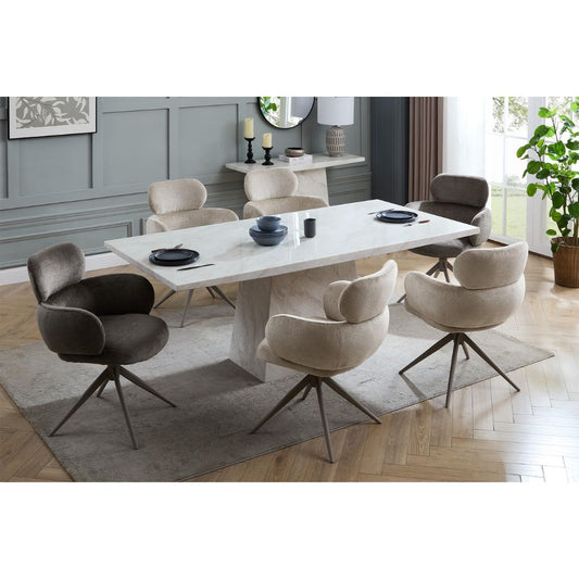 Apollo 1.6m Marble Dining Table + 6 Apollo Chairs
