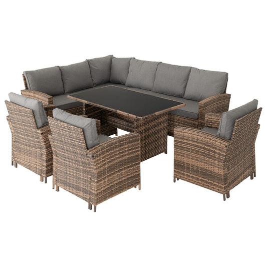 Aspen Rattan Garden Furniture Set with Corner Sofa, Table and Chairs