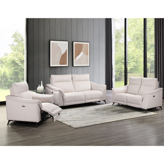 Austin White Fabric Sofa Set