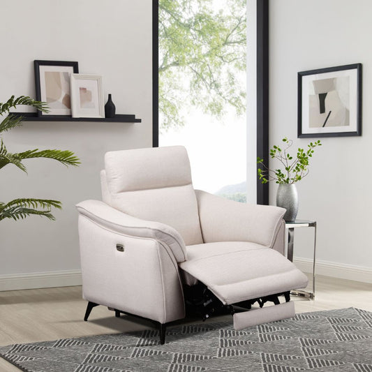 Austin White Fabric 1 Seater Sofa