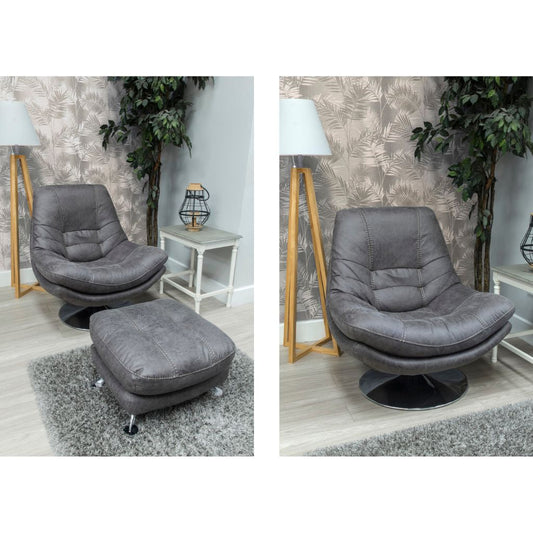 Axis Dark Grey Swivel Chair and Footstool