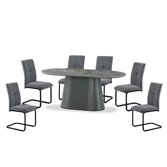 Barletta 1.8m Sintered Stone Dining Table + 6 Venezia Chairs