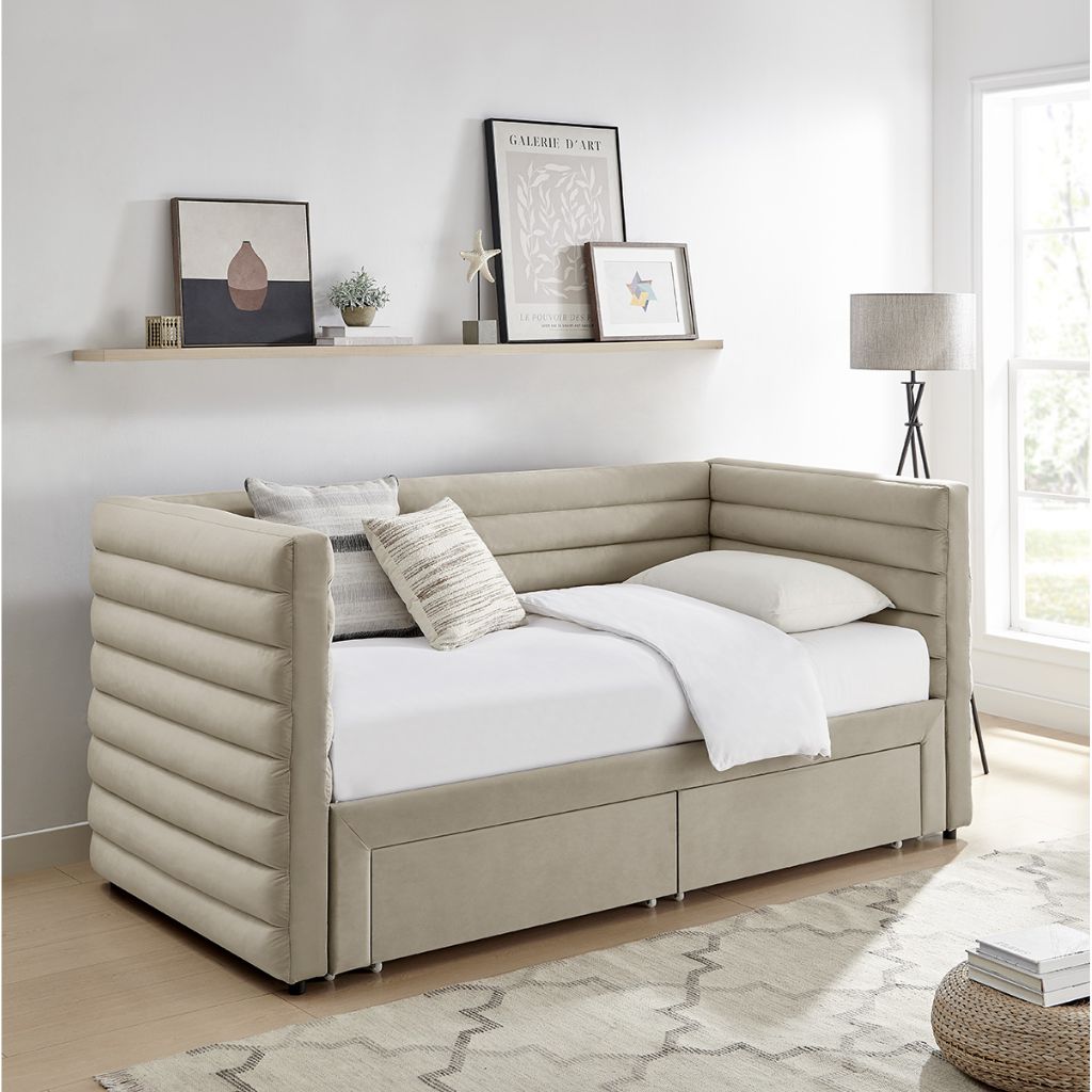 Bellatrix Taupe Day Bed Angle