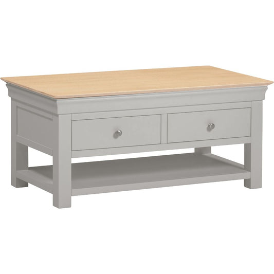 Bordeaux Pebble Grey 2 Drawer Coffee Table Angle