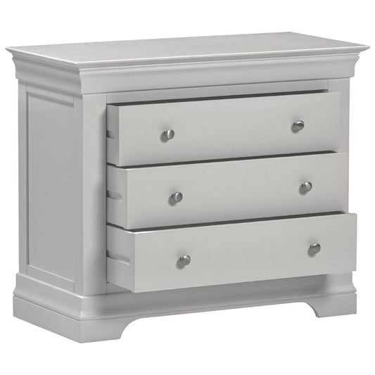 Bordeaux Pebble Grey 3 Drawer Chest Drawers Open