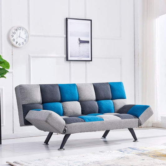 Boston Teal/Grey Patchwork double sofa bed