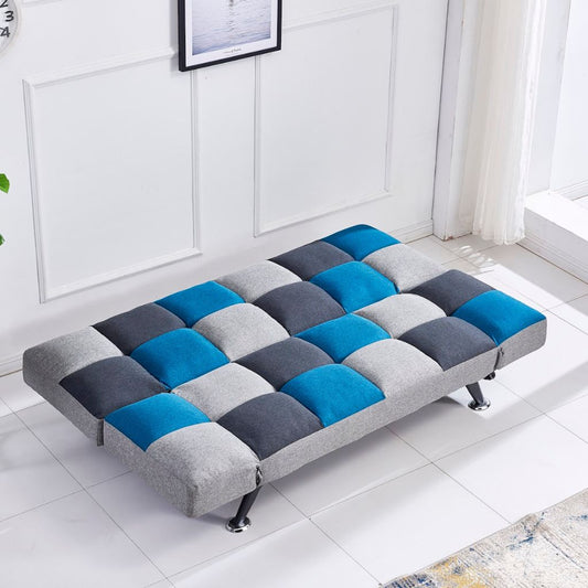 Boston Teal/Grey Patchwork two seater sofa bed
