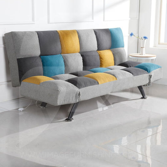 Boston Yellow/Blue Patchwork Double Sofa Bed