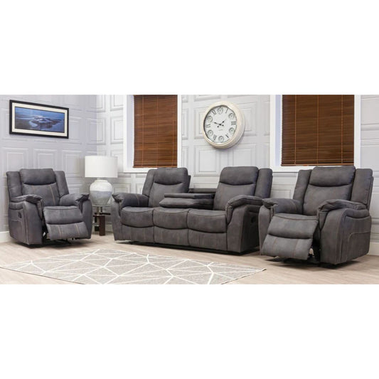 Brooklyn Charcoal 3 w/ Console + 1 + 1 Sofa Set