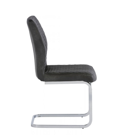 Side view of the grey caprino with polished chrome cantilever legs