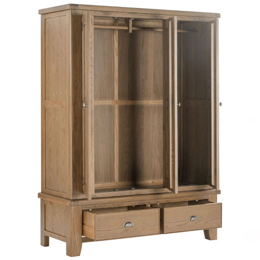 Chatsworth Oak 3 Door Wardrobe Open