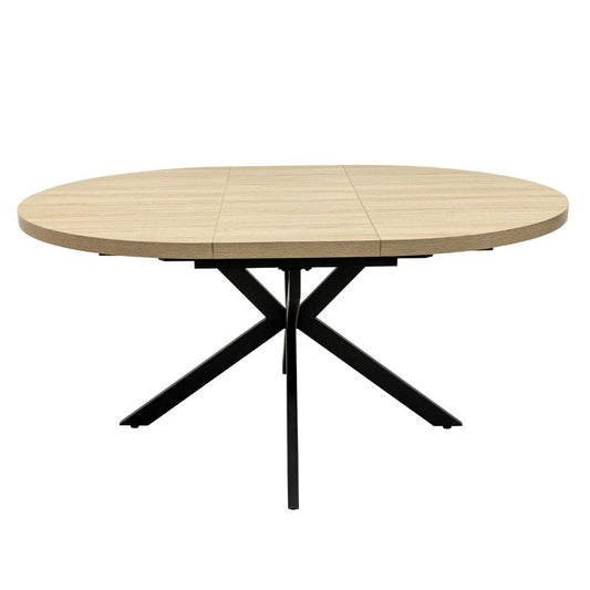 Delta 1.2m Round Extending Oak Dining Table Extended
