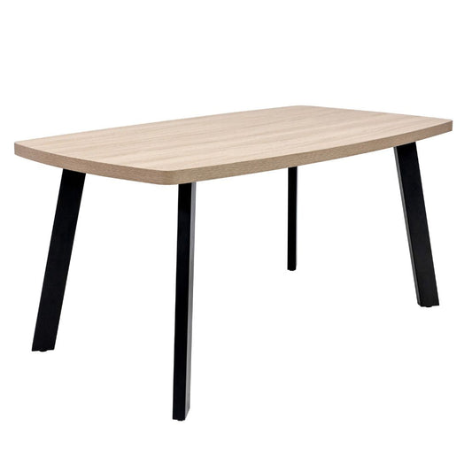 Delta 1.6m Oak Dining Table + 6 Fontini Tan Chairs