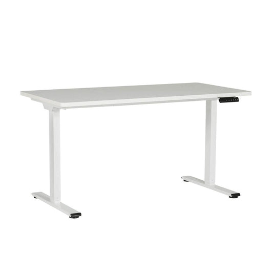 White adjustable desk on a white background