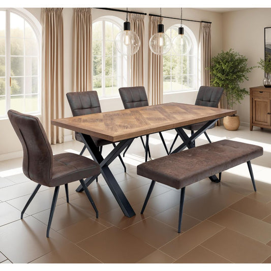 Ello 1.8m Dining Table + 4 Salino Chairs + Bench
