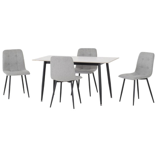 Fenton 1.4m Dining Table + 4 Light Grey Chairs