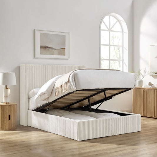 Gemini Natural Cord Fabric Storage Bed