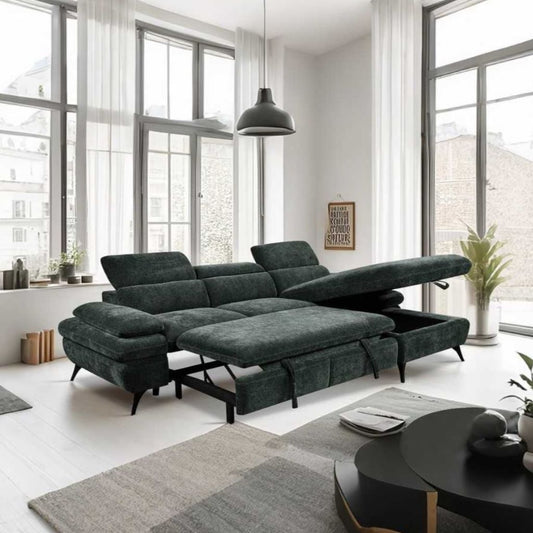 Hannah Green Corner Sofa Bed by GIE