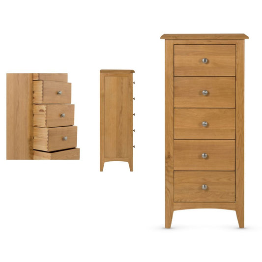 Kilkenny Oak 5 Drawer Narrow Chest