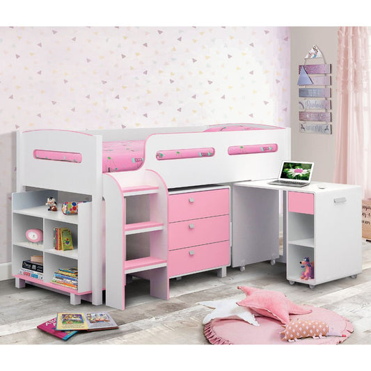 Kimbo Pink & White Cabin Bed by Julian Bowen