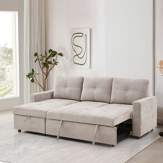 Lilly Beige Corner Sofa Bed by Honey B