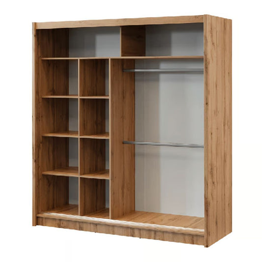 London 2.03m Wotan Oak Sliding Wardrobe Interior