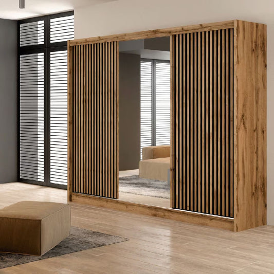 London 2.5m Wotan Oak Sliding Wardrobe