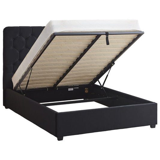 Madison Black Velvet Fabric Ottoman Bedframe