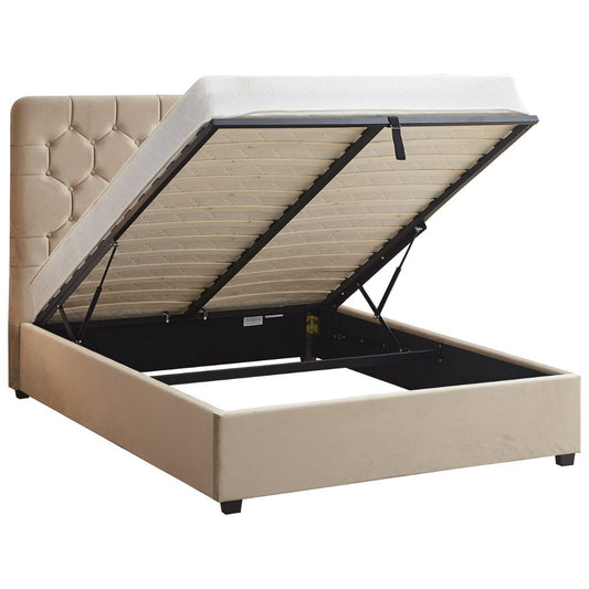 Madison Fawn Velvet Fabric Ottoman Bedframe