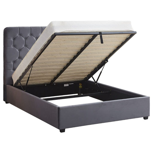 Madison Grey Velvet Fabric Ottoman Bedframe