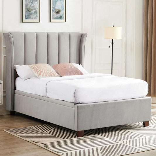 Mia Bed Frame with Storage in Light Grey