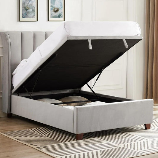 Mia Ottoman Storage Bed in Light Grey