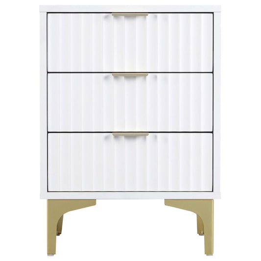 Miami White 3 Drawer Bedside