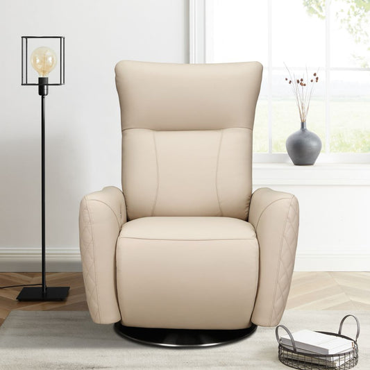 Monti Cream Leather Electric Power Recliner Front