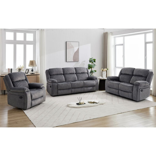 Morgan Slate Grey Reclining 3+2+1 Sofa set