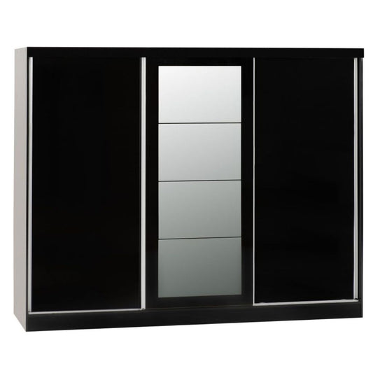 Nevada Black Gloss 3-Door Sliding Wardrobe