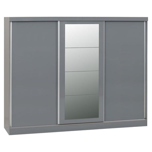 Nevada Grey Gloss 3-Door Sliding Wardrobe