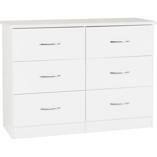 Nevada White Gloss 6-Drawer Chest