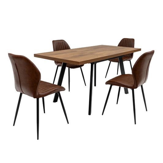 Panni 1.2m Dark Oak Extending Dining Table + 4 Fontini Chairs