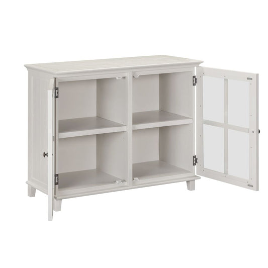 Beige cabinet with open doors on a white background