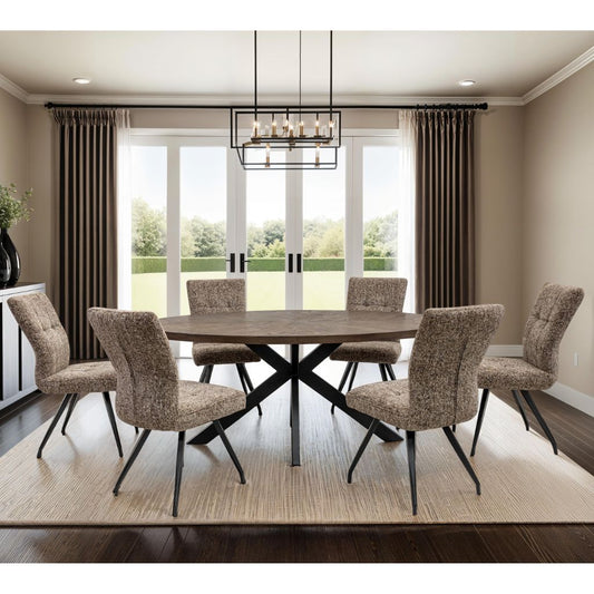 Sassa 1.8m Dark Oak Veneer Dining Table + 6 Armento Chairs