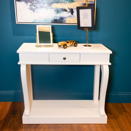 Scroll Ivory 90cm Console Table w/ Drawer