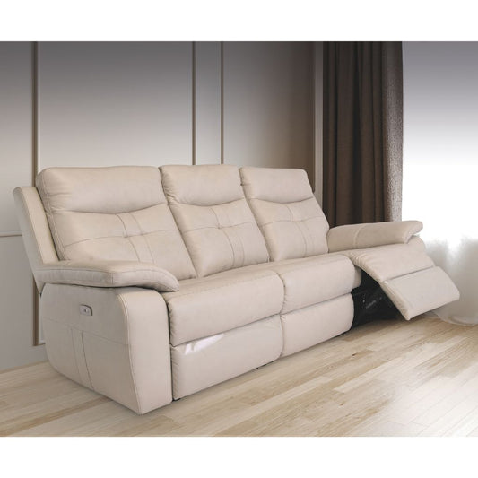Solero Full Leather Light Stone Electric Reclining Sofa
