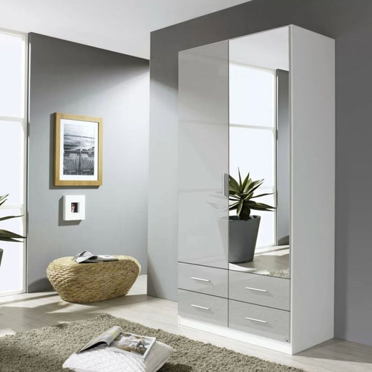 Stuttgart Silk Grey/ Alpine White 2 Door Wardrobe