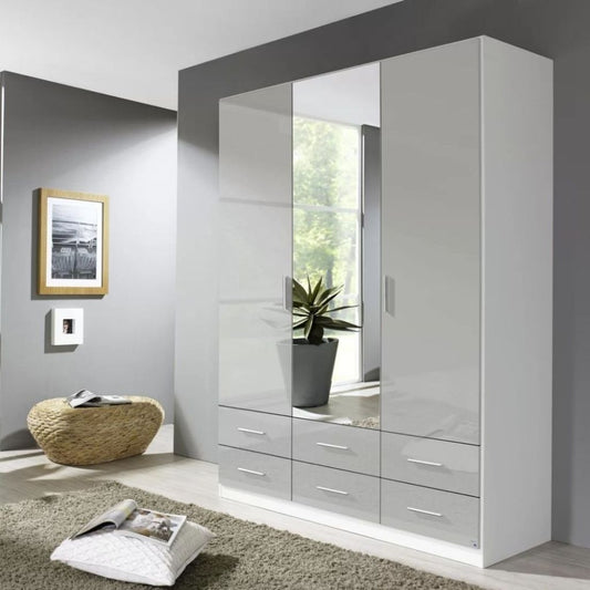 Stuttgart Silk Grey/ Alpine White 3 Door Wardrobe