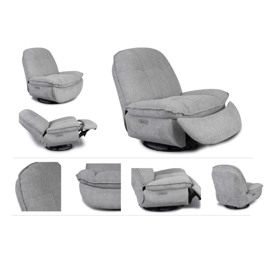 Torino Dark Grey Electric Swivel TV Chair by Annaghmore