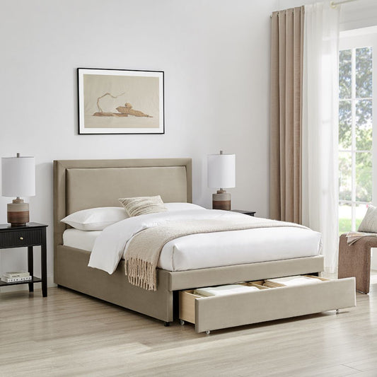 Ursa Taupe Drawer Bed Open